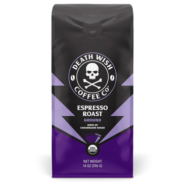 Death Wish Coffee Co., Organic And Fair Trade Espresso Roast Ground Coffee, 14 Ounce (Pack Of 1)
