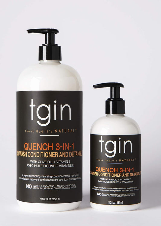 tgin Quench 3-in-1 Co-Wash Conditioner and Detangler For Dry Hair - Curly Hair - 13 Oz