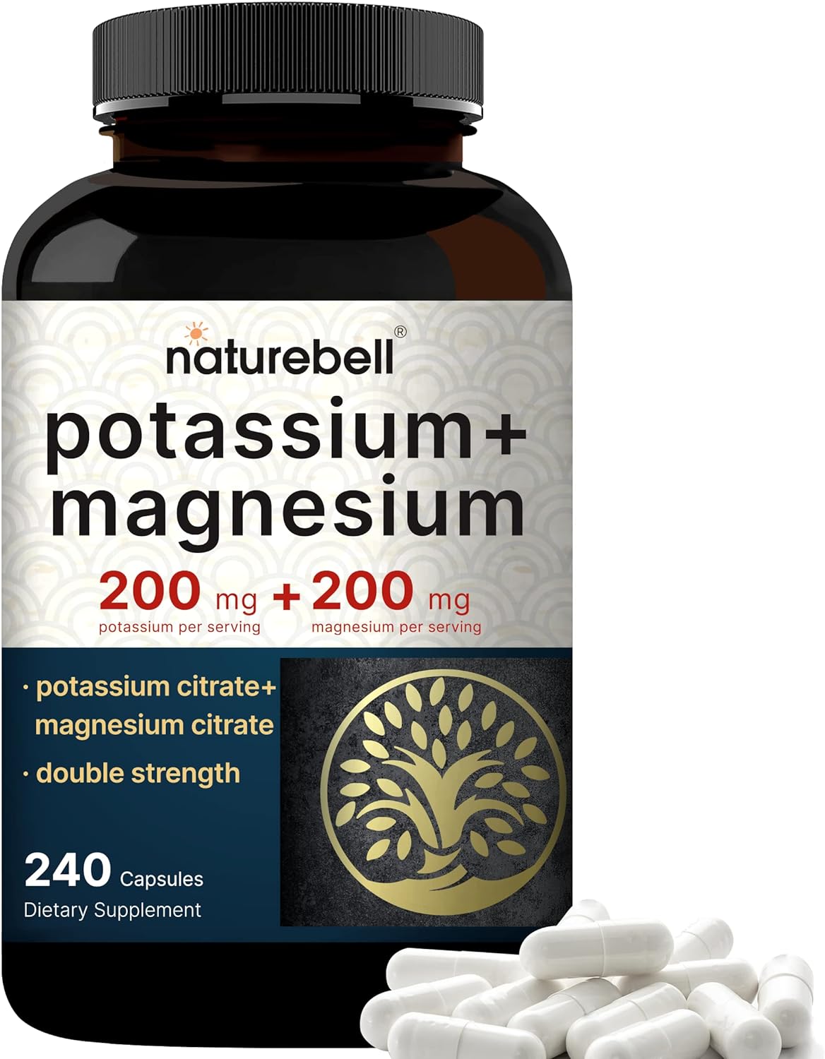 Potassium Magnesium Supplement – 200mg + | 240 Capsules Easily Absorbe