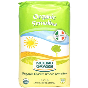 Molino Grassi Organic Durum Wheat Semolina Flour - 2.2 Lb (2 Pack)