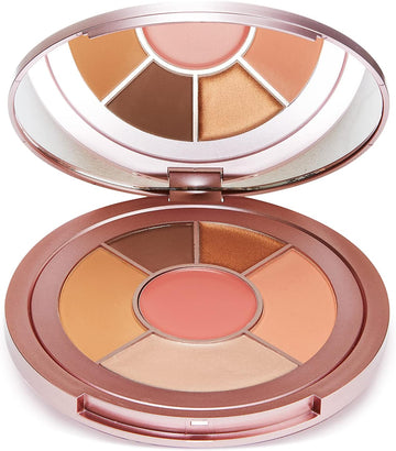 Full Face Edit All-In-One Palette From Sculpted By Aimee (In Bloom) - Travel-Friendly And Vegan Bronzer, Blusher, Highlighter, Eyeshadow & Lip Tint