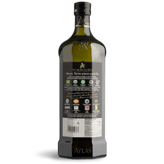 Atlas 1 Lt Cold Press Extra Virgin Olive Oil With Polyphenol Rich From Morocco | Newly Harvested Unprocessed From One Single Family Farm | Moroccan Organic Evoo Trusted By Michelin Star Chefs