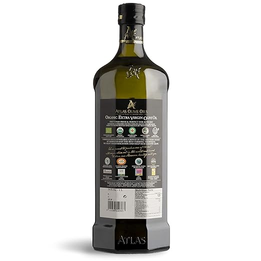 Atlas 1 LT Cold Press Extra Virgin Olive Oil with Polyphenol Rich from Morocco | Newly Harvested Unprocessed from One Single Family Farm | Moroccan Organic EVOO Trusted by Michelin Star Chefs