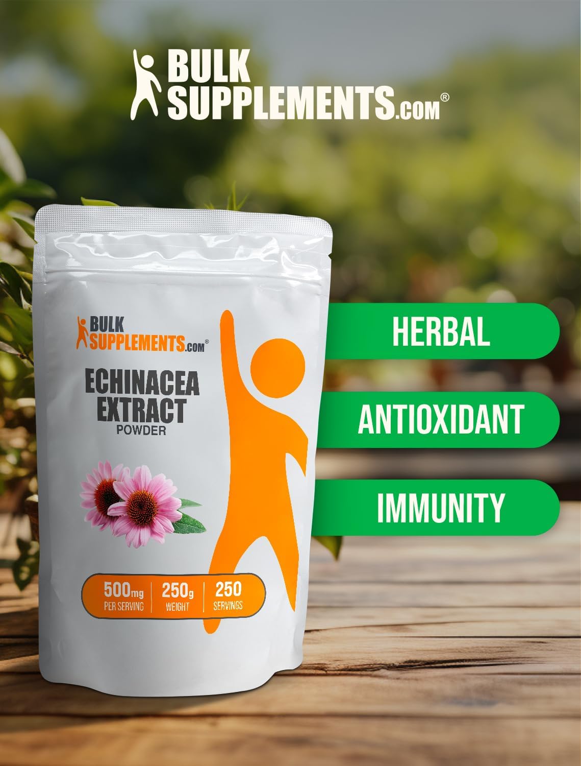 BulkSupplements.com Echinacea Extract Powder - Echinacea Supplement, Herbal Supplement for Immune Support - Vegan & Gluten Free, 500mg per Serving, 250g (8.8 oz) (Pack of 1) : Health & Household