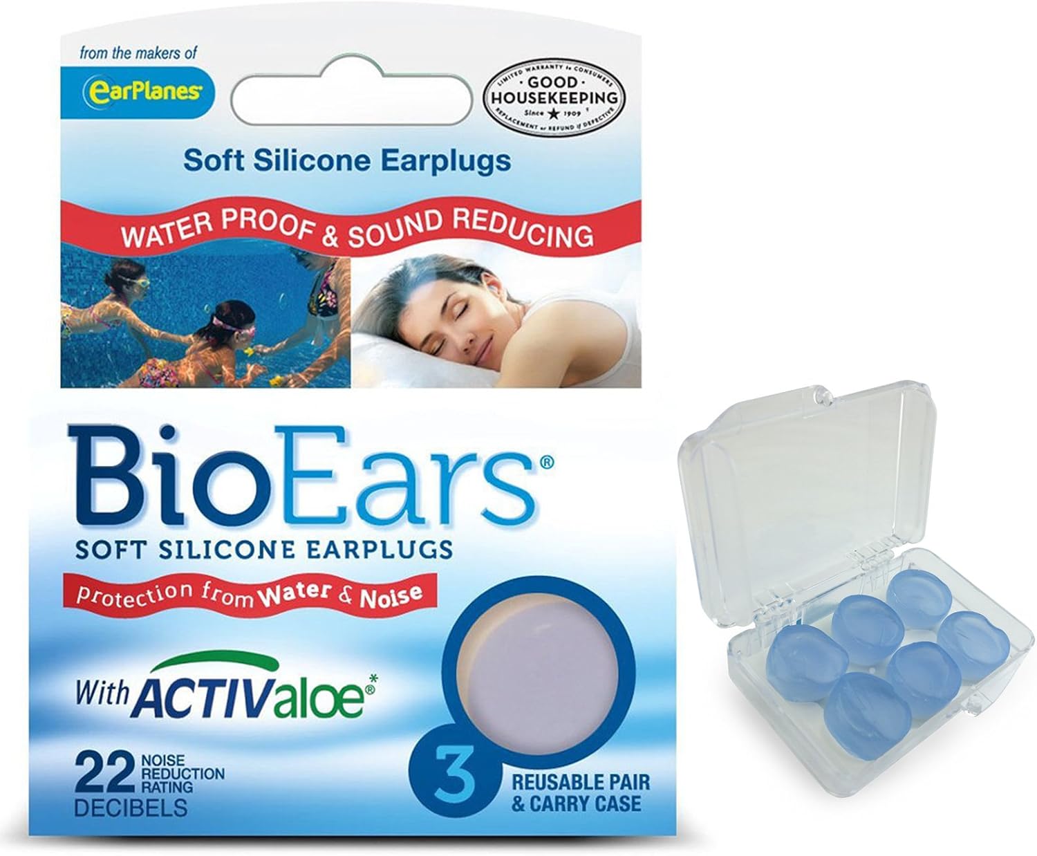 Bioears Soft Silicone Earplugs Multi Pack (1 Pack (3 Pairs))