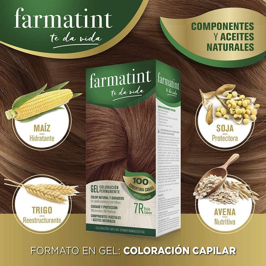 Farmatint 7R Copper Blonde Gel | Natural And Durable Colour | Plant Components And Natural Oils | Ammonia Free | Paraben Free | Dermatologically Tested