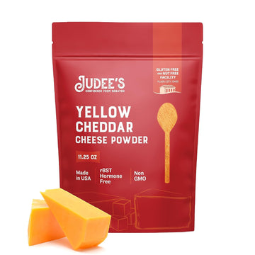 Judee’s Yellow Cheddar Cheese Powder 319g (11.25oz) - 100% Non-GMO, rBST Hormone-Free, Gluten-Free & Nut-Free - Made from Real Cheddar Cheese and Made in USA