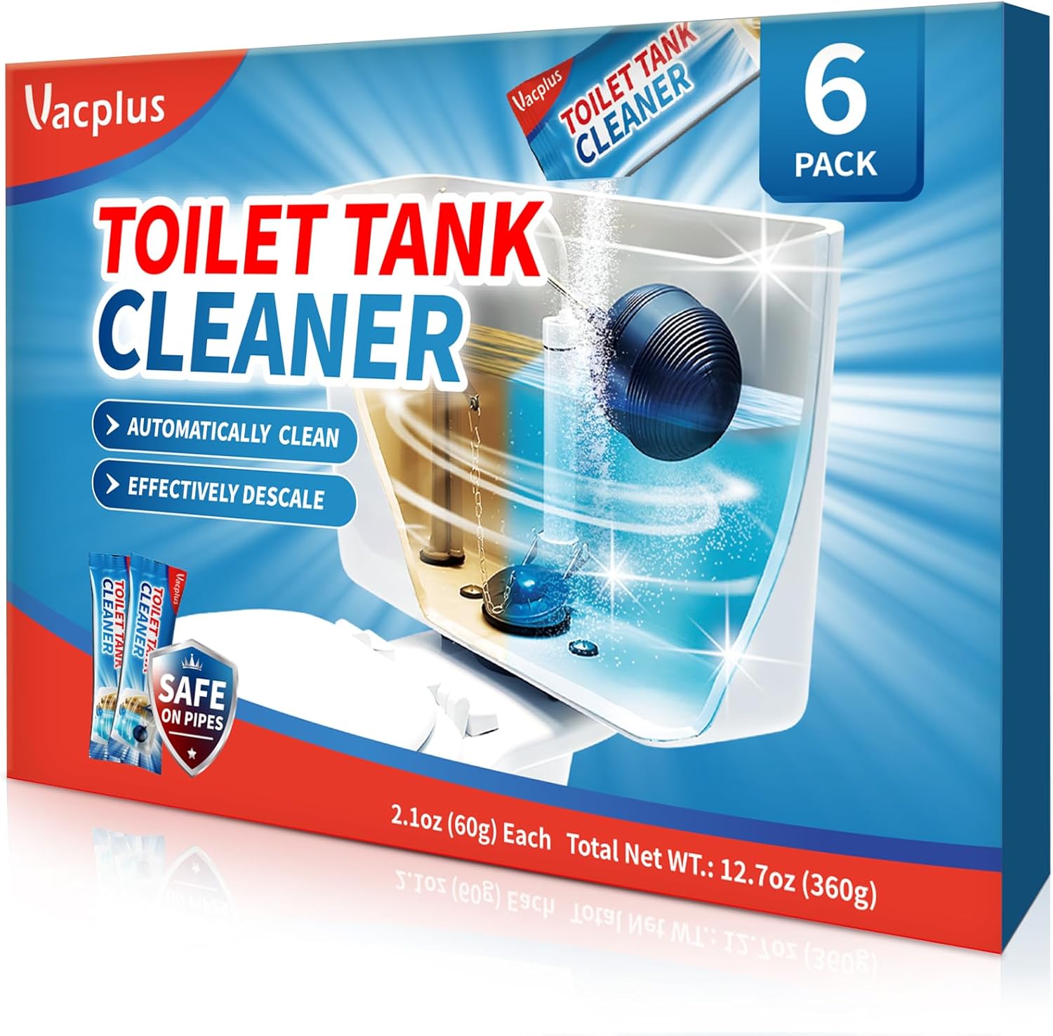 Vacplus Toilet Tank Cleaner, 6 Pack, Automatic Toilet Descaler, Toilet Mold Remover, Toilet Bowl Cleaners Remove Rust