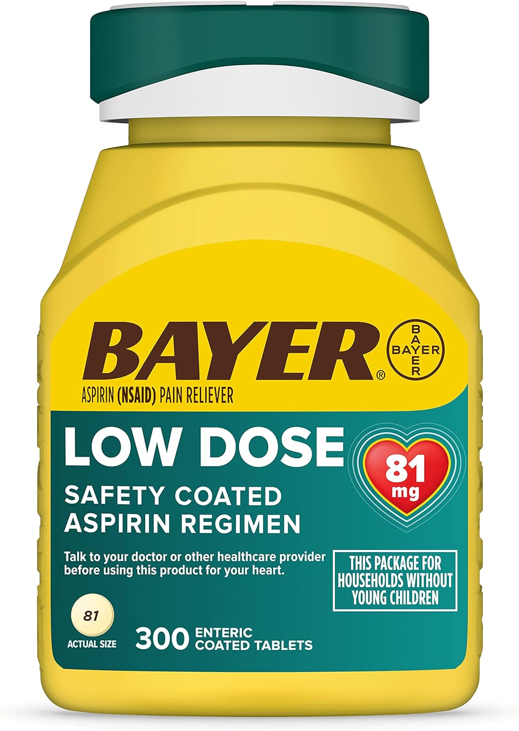 Bayer Aspirin Low Dose 81 mg, Enteric Coated Tablets, Doctor Recommend
