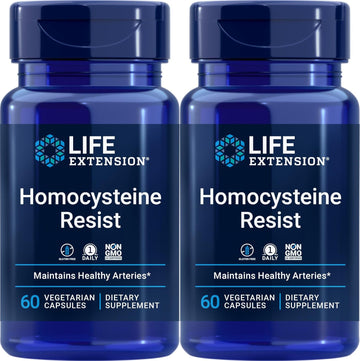 Life Extension Homocysteine Resist, 60 Vegetarian Capsules (Pack Of 2) Vitamin B2, B6 & B12 + Folate - Once-Daily, Non-Gmo, Gluten-Free