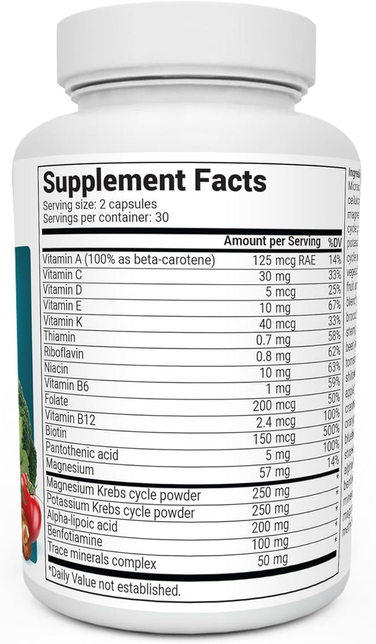 Dr. Berg Whole Food Multivitamin With Minerals - Daily Multivitamin For Men And Women - Includes Premium Whole Food Fruits And Vegetable Blend With Folate, Alpha-Lipoic Acid And More - 60 Capsules