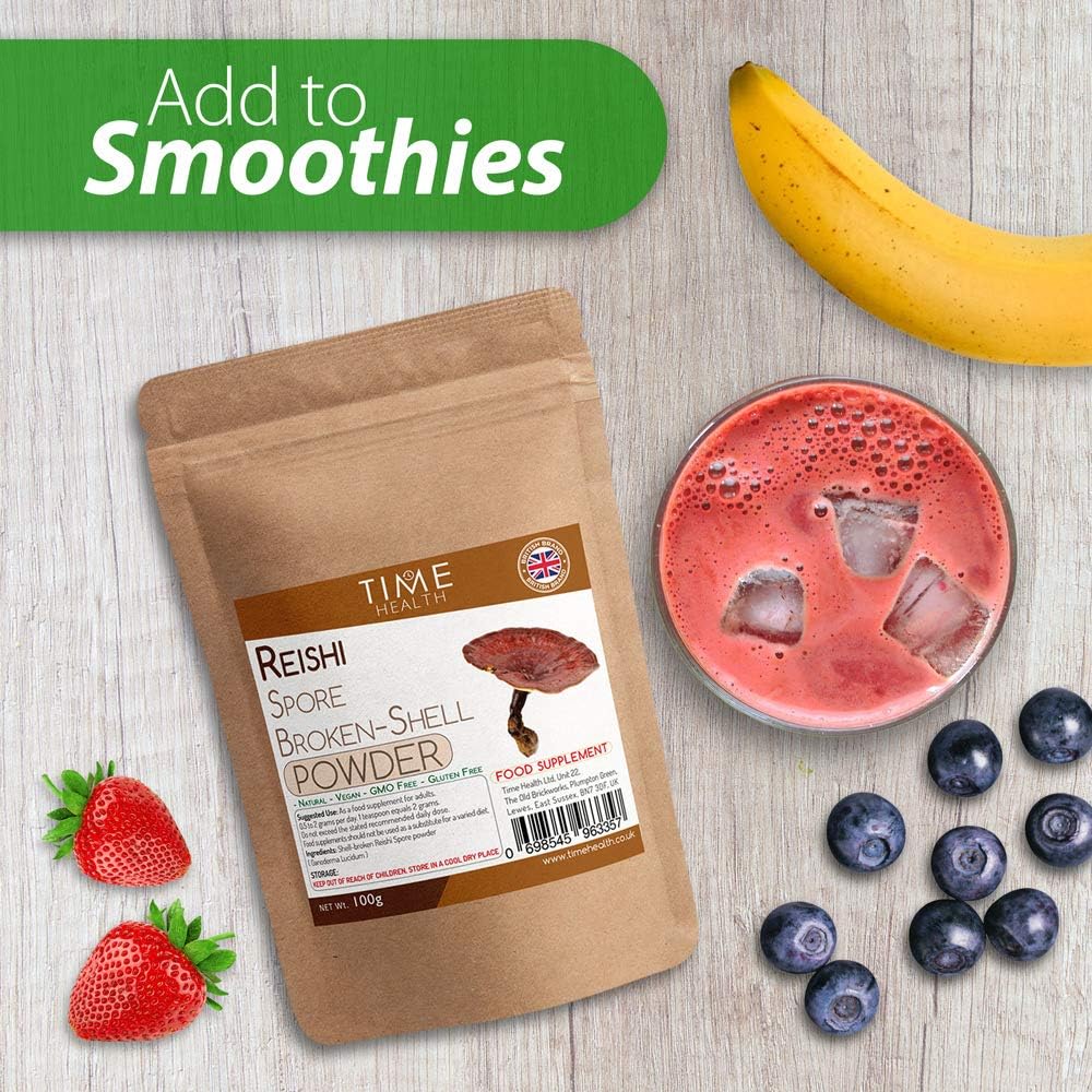 Reishi Broken-Shell Ganoderma Lucidum Spore Powder - Dual Extracted - Zero Additives - British Brand - 100g : Amazon.co.uk: Health & Personal Care