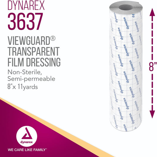 Dynarex View Guard Transparent Film Dressing Roll, Non-Sterile Transparent Film Dressing That Protects Minor Wounds And Easily Conforms To Body Contours, 8" X 11 Yds., 1 Dressing Roll