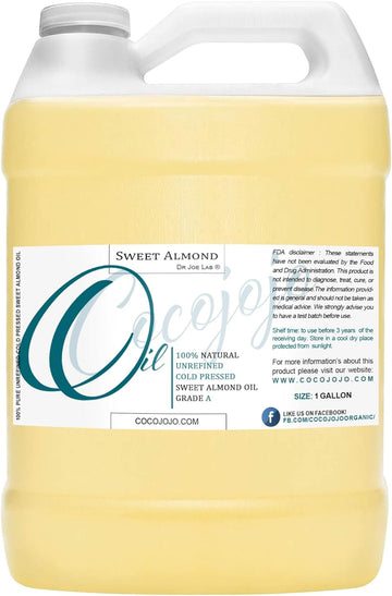 Sweet Almond Oil - Face Skin Hair Cold Pressed 1 gallon Natural Pure Massage Extra Virgin Unrefined Premium Grade