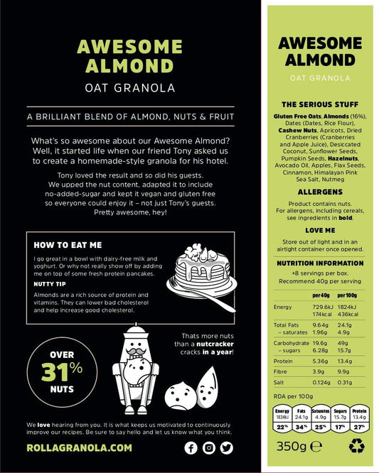 Rollagranola Awesome Almond Granola (300G) | 100% Natural Ingredients And All The Health Benefits Associated