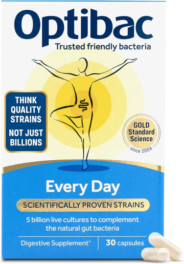 Optibac Probiotics Every Day - Digestive Probiotic Supplement With 5 Billion Bacterial Cultures & Fos Fibres - 90 Capsules