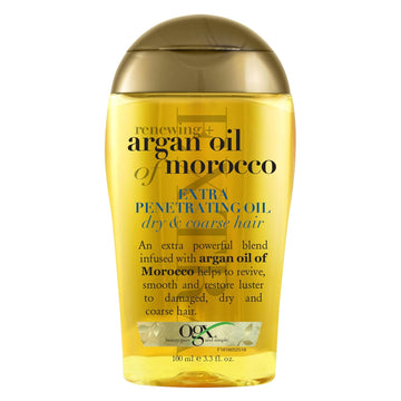Ogx Set Of 2 Extra Strength Renewing + Argan Oil Of Morocco Penetrating Hair Oil Treatment, Deep Moisturizing Serum For Dry, Damaged & Coarse Hair, Paraben-Free, Sulfated-Surfactants Free, 3.3 Fl Oz