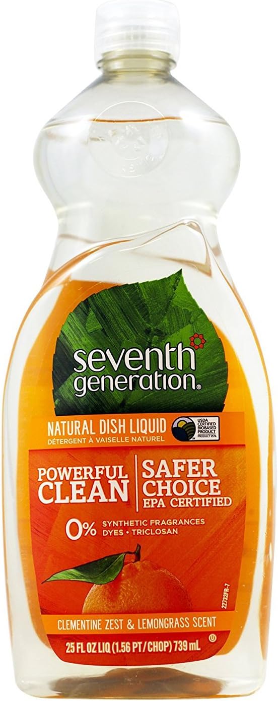 Seventh Generation Dish Liquid - 25 oz - Lemongrass & Clementine Zest - 2 pk : Health & Household