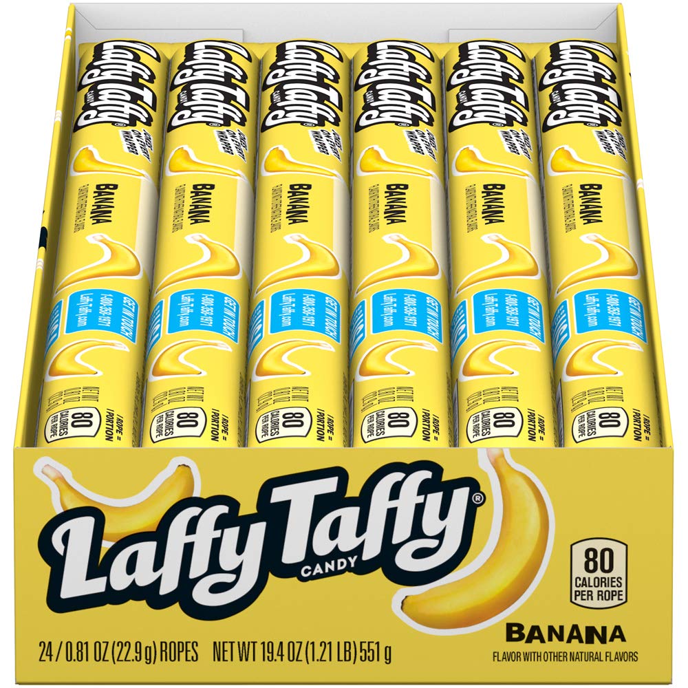 Laffy Taffy Rope Candy, Banana Flavor, 0.81 Ounce Ropes (Pack Of 24)