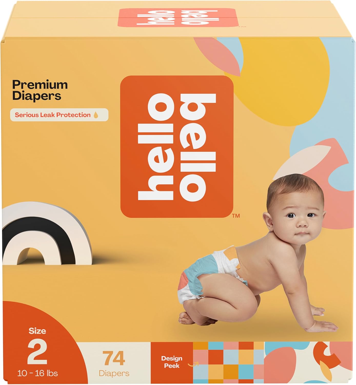 Hello Bello Premium Diapers Size 2, Honeysuckle Designs, 74Ct Club Box