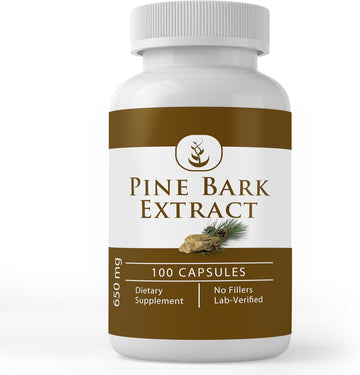 Pure Original Ingredients Pine Bark Extract, Always Pure, No Additives Or Fillers, Lab Verified (100 Capsules)