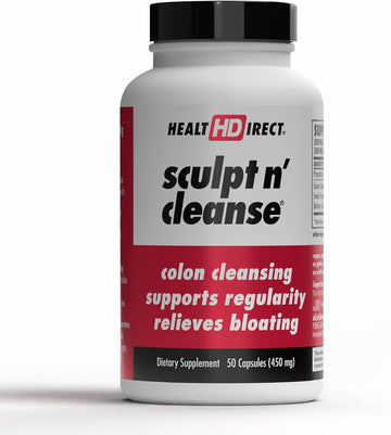 Health Direct Sculpt N' Cleanse - Herbal Colon Cleanse For Digestive Health & Regularity - Natural Detox & Gut Flush Supplement - Weight Management Support - 50 Veggie Capsules
