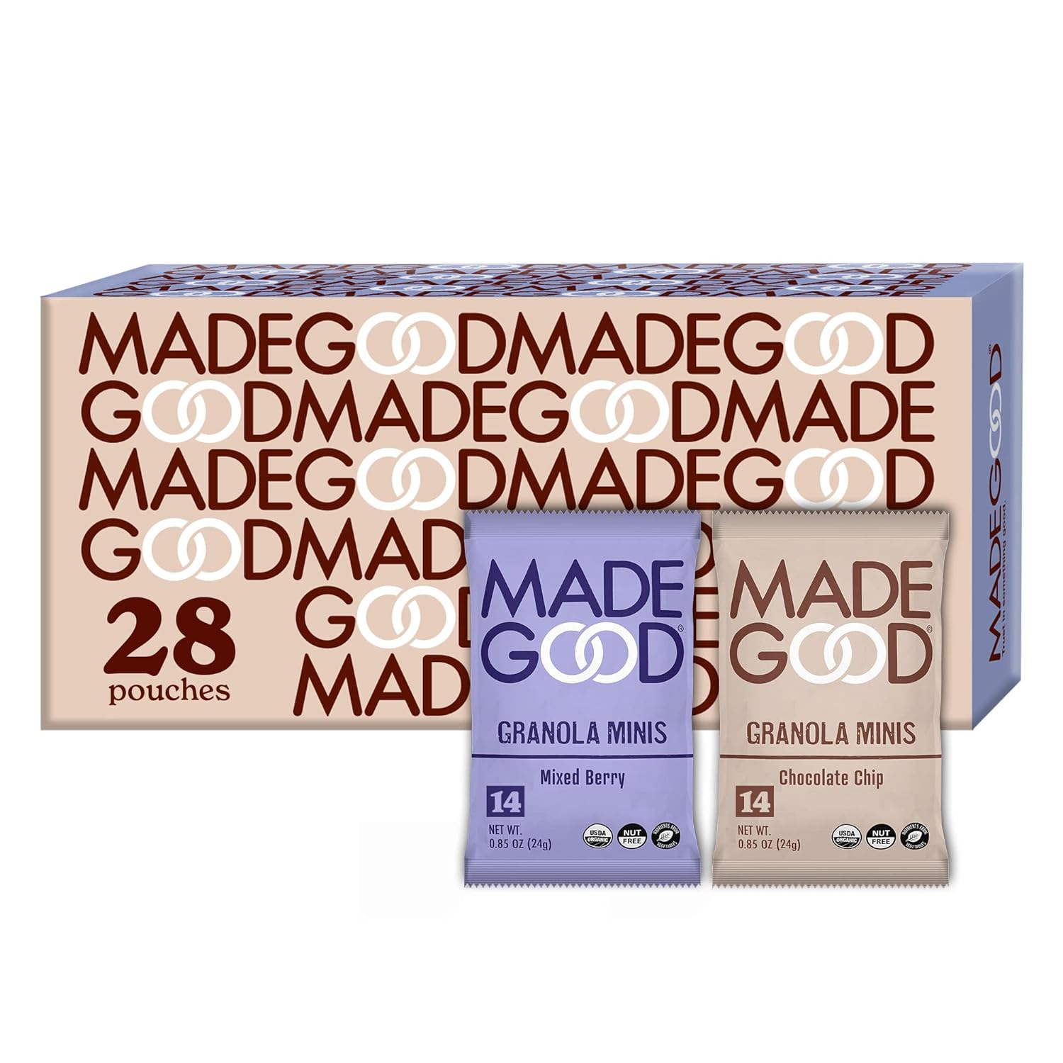 Madegood Granola Minis Chocolate Chip & Mixed Berry Variety Pack (28 Count) Gluten Free And Organic Snacks