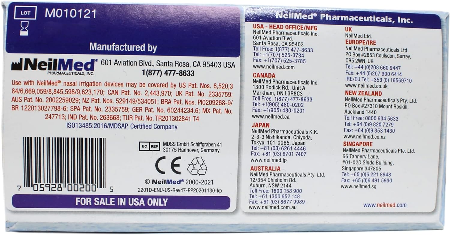 Neilmed Sinus Rinse Regular Refill 100 Packets (Pack of 4) , Neilmed-uj : Health & Household