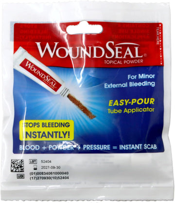 Topical Powder For Minor External Bleeding, Easy-Pour Tube Applicator, Fast-Acting Blood Clotting Formula, 4 Single-Use Applications
