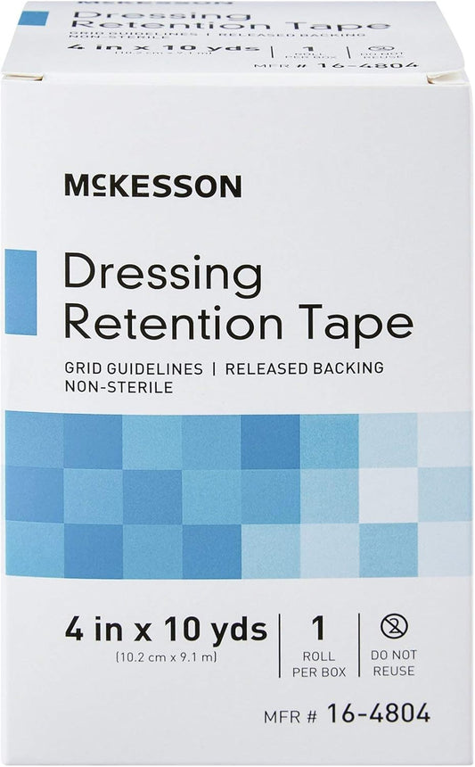 Mckesson Dressing Retention Tape, Non-Sterile, Grid Guidelines, 4 In X 10 Yd, 1 Roll, 24 Packs, 24 Total