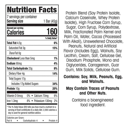 WonderSlim Protein Snack Bar, Caramel Brownie Nut, 4g Fiber, Gluten Free (7ct)
