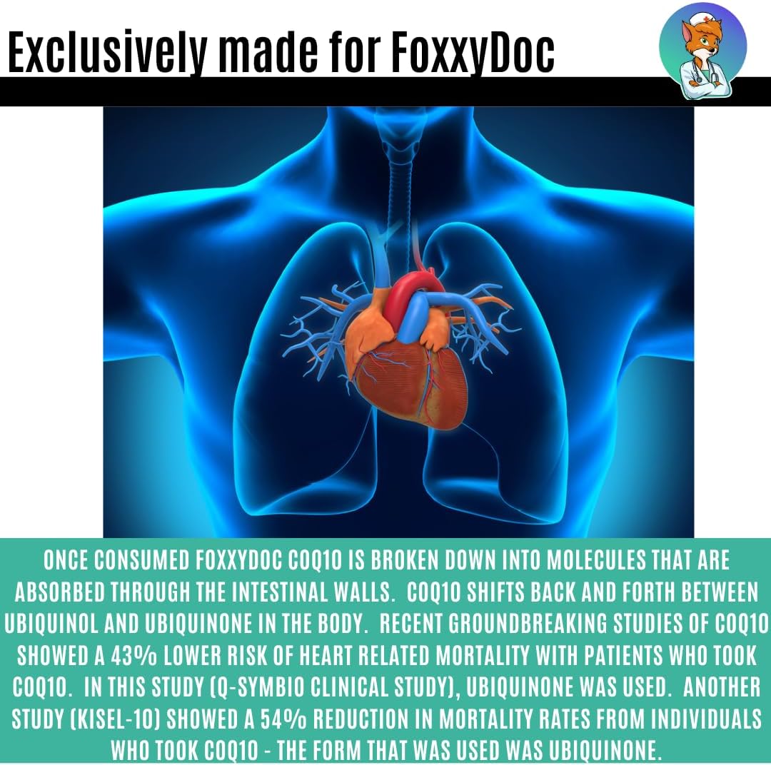 Dr. Valerie Nelson Coq10 - Co-Enzyme Q10-200 Mg - Excellent Value - 200 Caps - Quick Absorption - Veg. Caps - Non-Gmo - Ubiquinone - Heart & Cellular Energy & Brain Supplement By Foxxy Doc : Health & Household