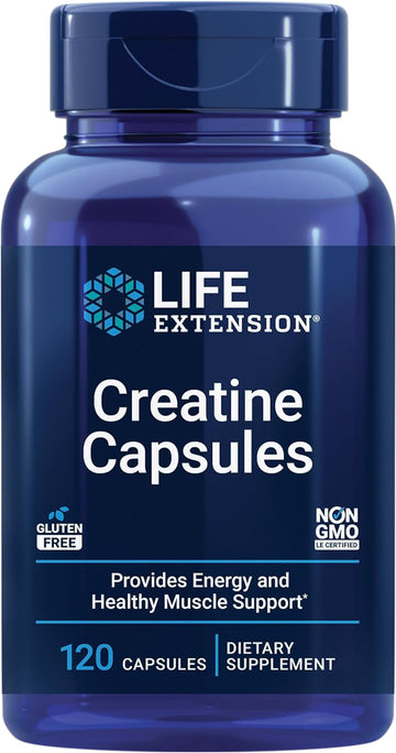 Life Extension Creatine Capsules – Creatine Monohydrate – Promotes Strength, Lean Muscle, Healthy Endurance – Non-Gmo, Gluten-Free – 120 Capsules