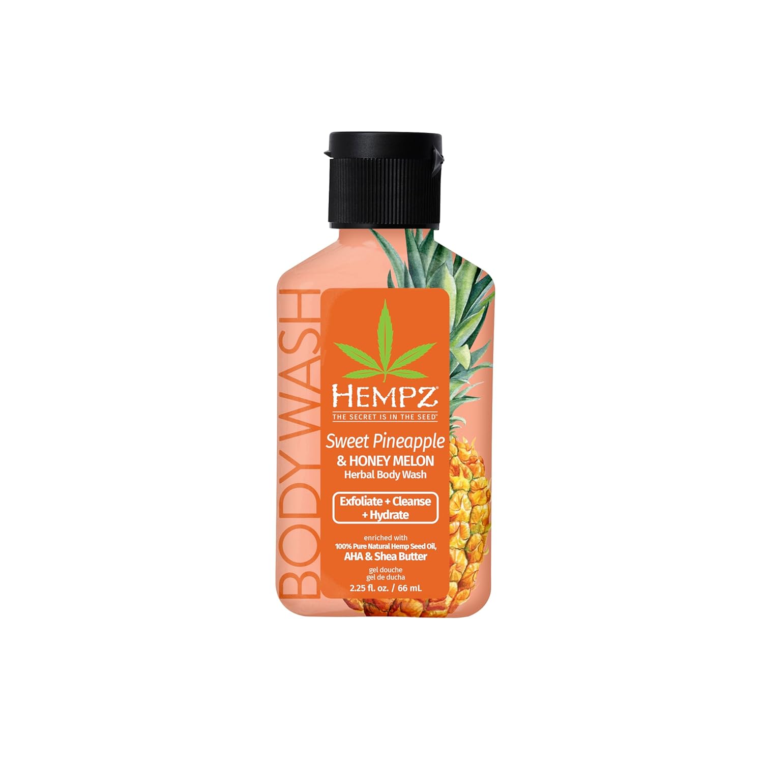 Hempz New Mini Body Wash, Sweet Pineapple & Honey Melon Travel Size Shower Gel, 2.25 Oz