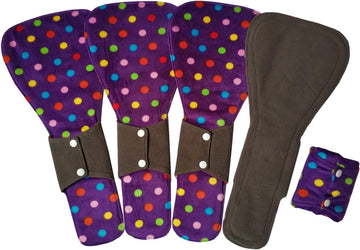 MUMBABY 5 Pieces 16inch Overnight Charcoal Bamboo Mama Cloth/Menstrual Pads/Reusable Sanitary Pads