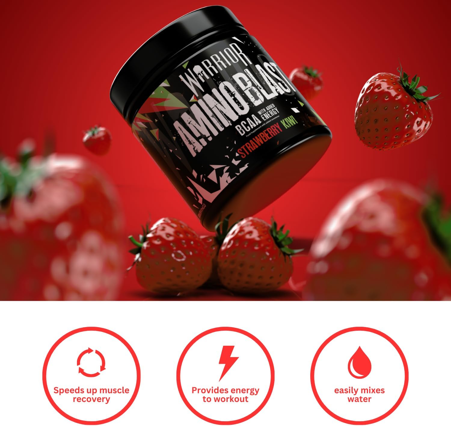 Warrior Amino Blast 270g – BCAA Powder – Branched Chain Amino Acids Supplement, Intra Workout & Recovery, Energy Drink – 30 Servings (Strawberry Kiwi) : Amazon.co.uk: Health & Personal Care