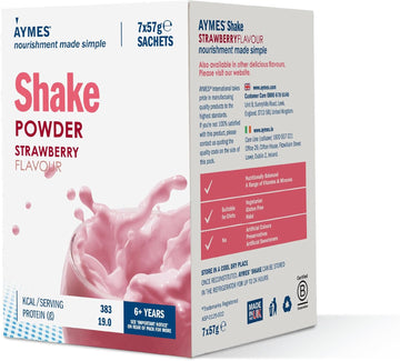 Aymes - High Protein Nutritional Powder Shakes - Strawberry - 7 Servings - Milkshake-Style Drink Mix - Gluten Free, Vegetarian, Halal & Kosher Suitable - For Ages 3+ And Adults