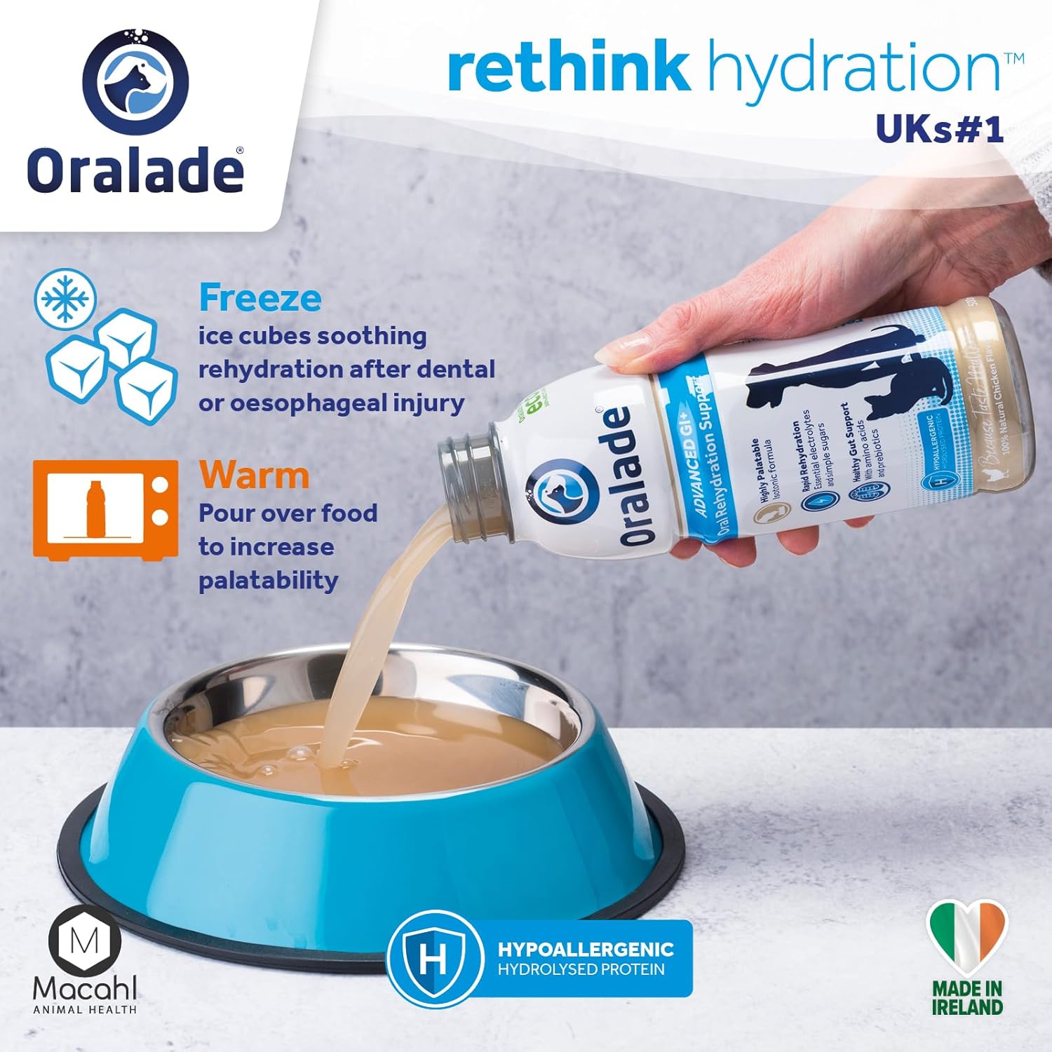 Oralade - Advanced GI+, Oral Rehydration & Gut Support for Pets - Fast and Effective Hydration - Roast Chicken Flavour - Suitable for All Ages - 500ml : Amazon.co.uk: Pet Supplies