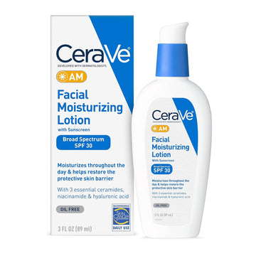 Cerave Am Facial Moisturizing Lotion With Spf 30 | Oil-Free Face Moisturizer With Spf | Formulated With Hyaluronic Acid, Niacinamide & Ceramides | Non-Comedogenic | Broad Spectrum Sunscreen | 3 Ounce