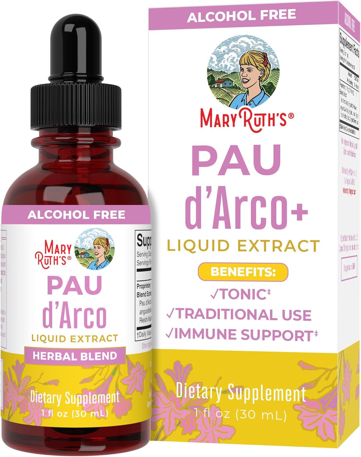 Maryruth'S Pau D'Arco Bark Liquid Herbal Supplement | Immune Support, Digestive & Gut Health | Echinacea, Usnea Lichen, Reishi Mushroom, Thyme Leaf | Vegan, Non-Gmo | 1 Fl Oz, 1 Month Supply
