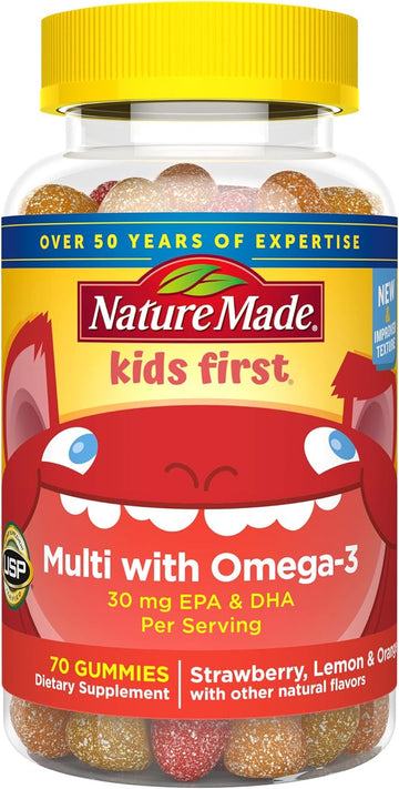 Nature Made First Multivitamin With Omega-3, Vitamins And Minerals For Nutritional Support, 70 Kids Gummies