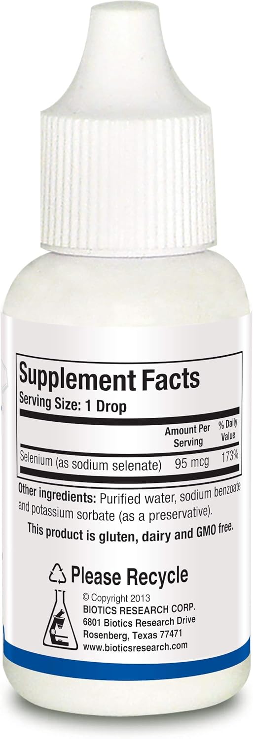 Biotics Research Aqueous Selenium Liquid Formula, 95 Mg Selenium Drop, Thyroid Gland Function, Dna Production, Cognitive Health, Potent Antioxidant .5 Fluid Ounces