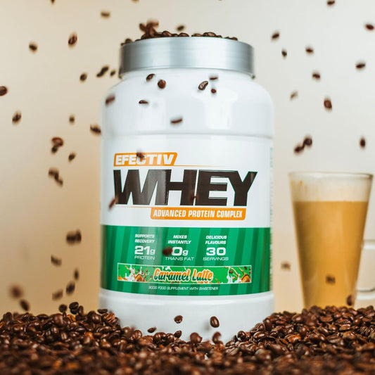 Efectiv Whey Protein | Advanced Protein Complex | Build Muscle | Recovery | Gluten Free | 30 Servings | (900 Grams, Caramel Latte)