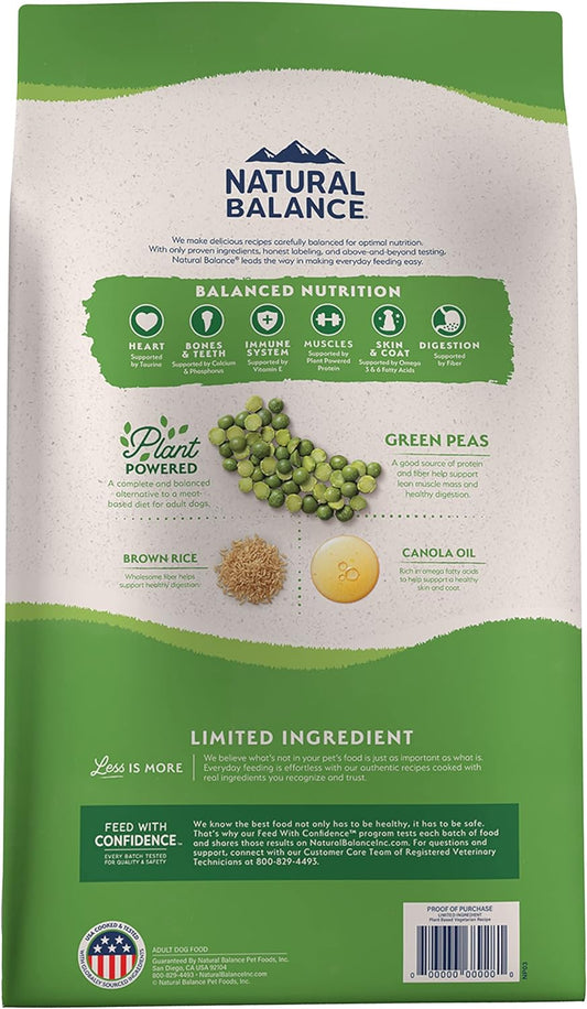 Natural Balance Limited Ingredient Adult Dry Dog Food With Vegan Plant Based Protein And Healthy Grains, Vegetarian Recipe, 24 Pound (Pack Of 1)