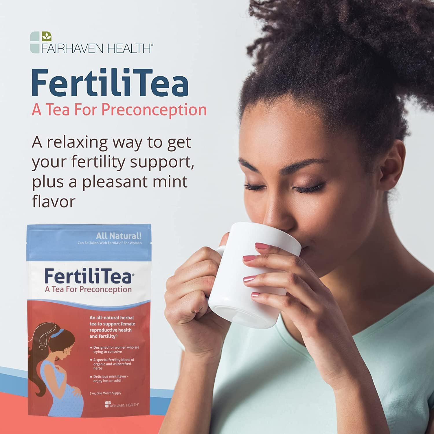 Fairhaven Health FertiliTea | Organic Fertility Tea for Women to Support Reproductive Health* | Prenatal Herbal Tea to Support Menstrual Cycle & Hormone Balance* | Contains Vitex | Mint | 60 Servings : Health & Household