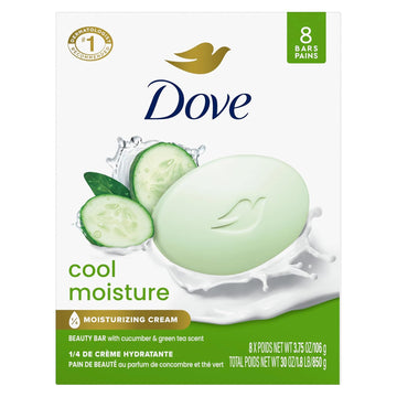 Dove Beauty Bar Soap Original 8 Count For Soft, Smooth Skin, With 1/4 Moisturizing Cream 3.75 Oz