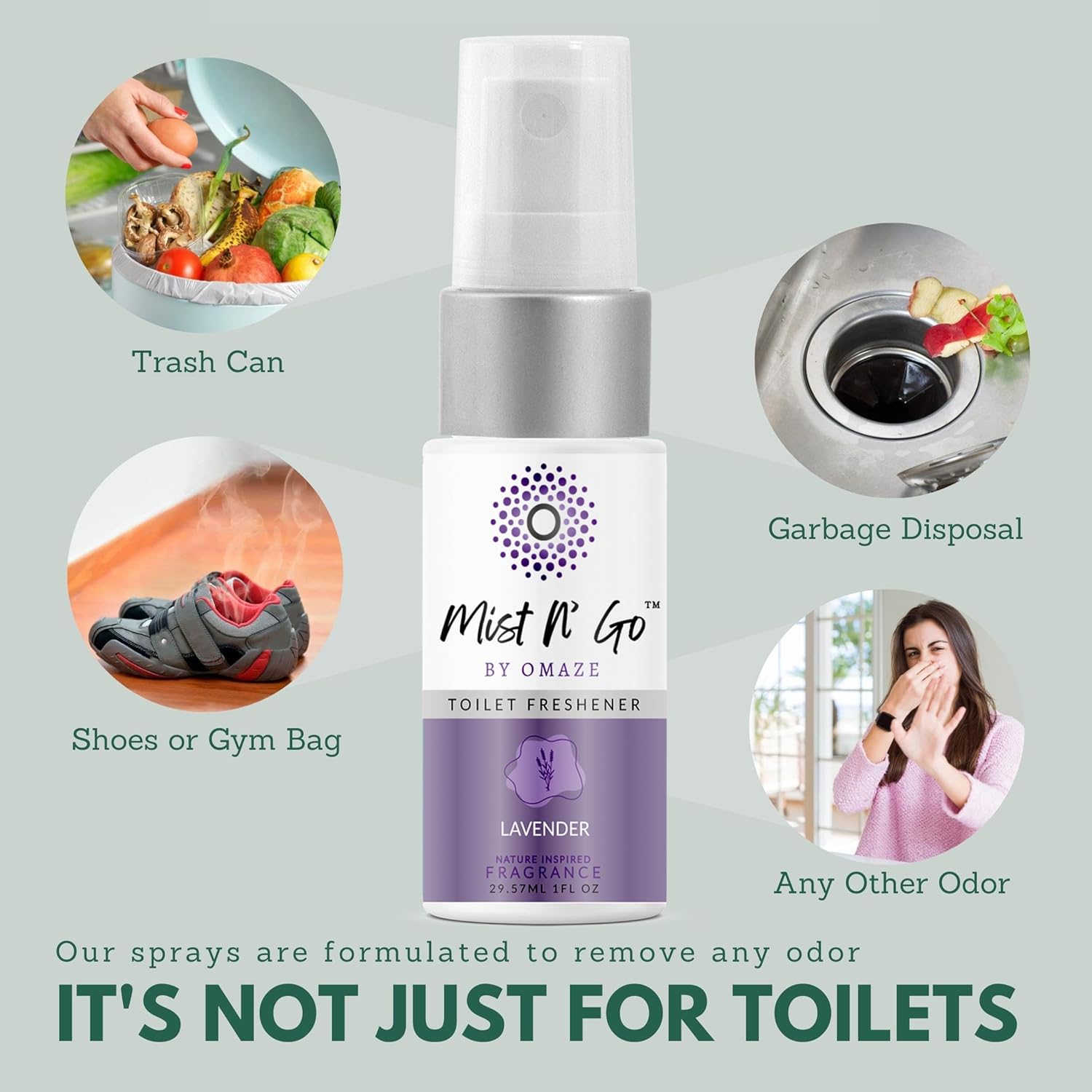 Mist N' Go by OMAZE Lavender Scent Toilet Spray For Poop - Bathroom Spray Odor Eliminator Use Before You Sit On Toilet - Bathroom Poop Spray For Toilet Use For Travelling - Pocket Size (1oz x3) : Home & Kitchen