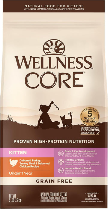 Wellness Core Grain-Free Kitten Formula Dry Cat Food, 5 Pound Bag