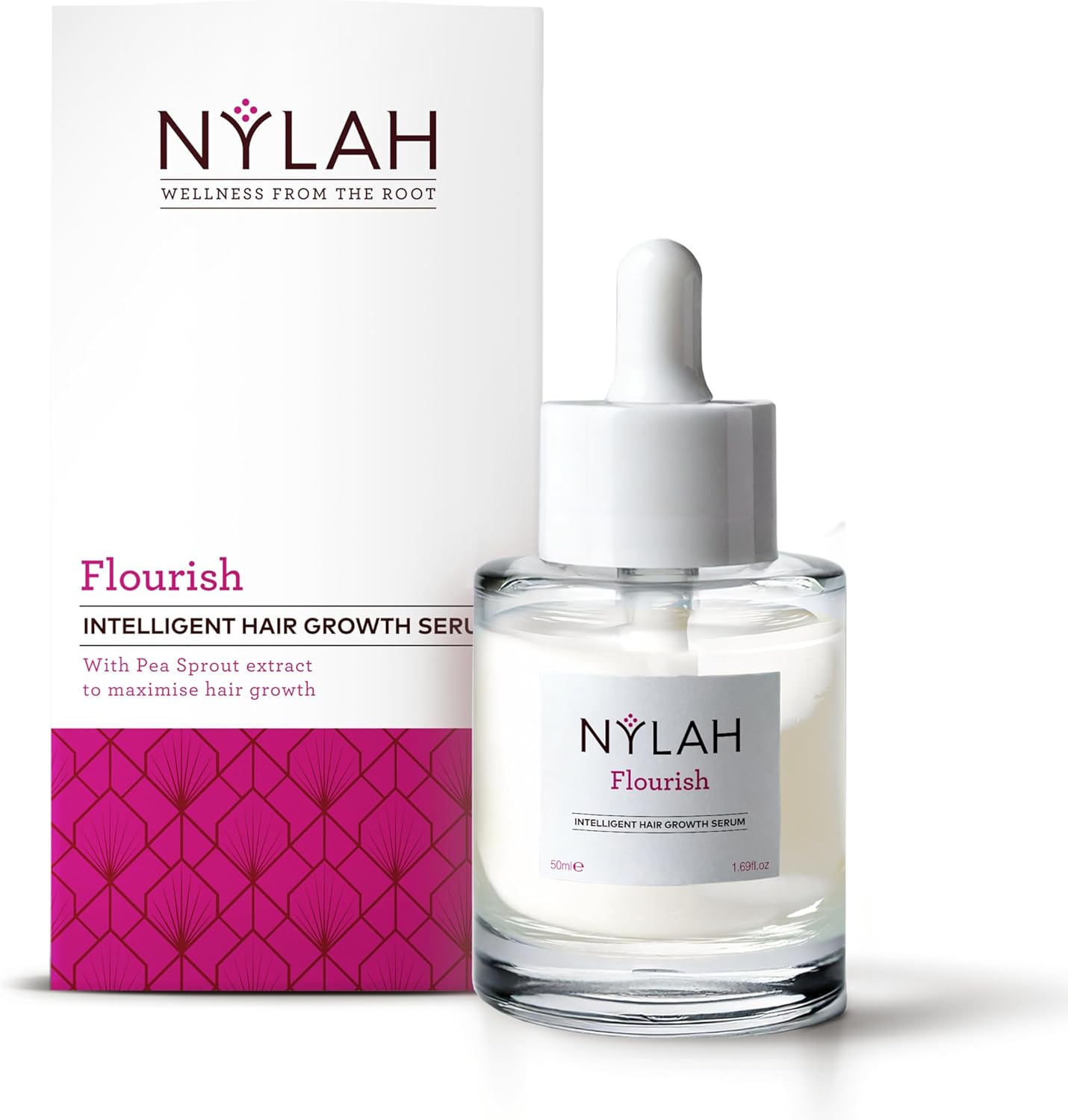 Nylah Flourish Intelligent Hair Growth Serum 50Ml Hair Growth-Boosting & Thickening Serum For Afro & Curly Hair – Clinically Proven To Reduce Shedding, Strengthen Roots & Support Scalp Health