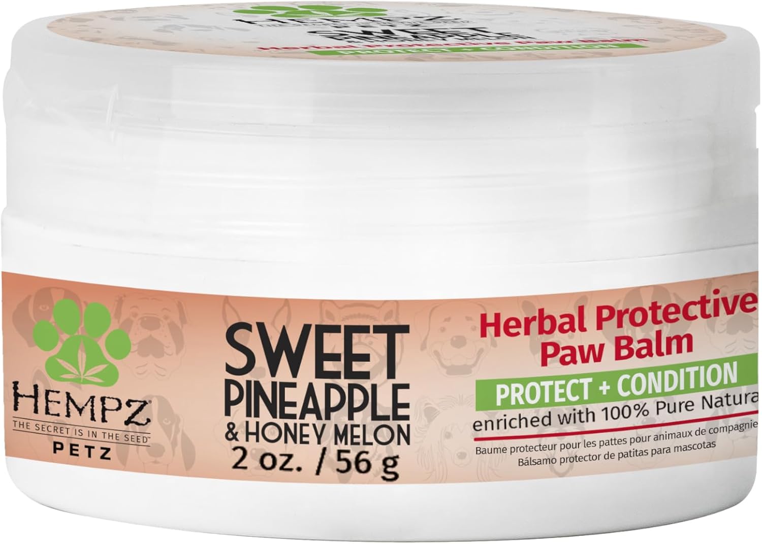 Hempz Petz, Pet & Dog Paw Balm, Sweet Pineapple & Honey Melon Herbal Protective Paw Balm 2 Oz